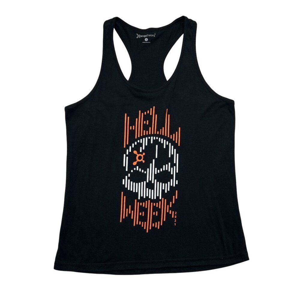 Orange Theory Fitness Tank Top Womens Small Black Hell Week Reflective Graphic